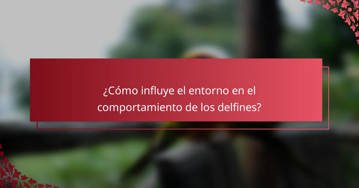 ¿Cómo influye el entorno en el comportamiento de los delfines?