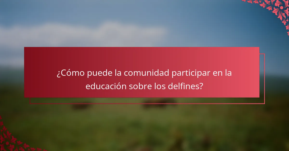 ¿Cómo puede la comunidad participar en la educación sobre los delfines?