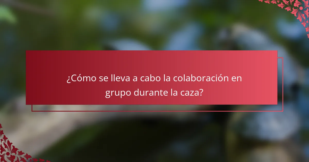 ¿Cómo se lleva a cabo la colaboración en grupo durante la caza?