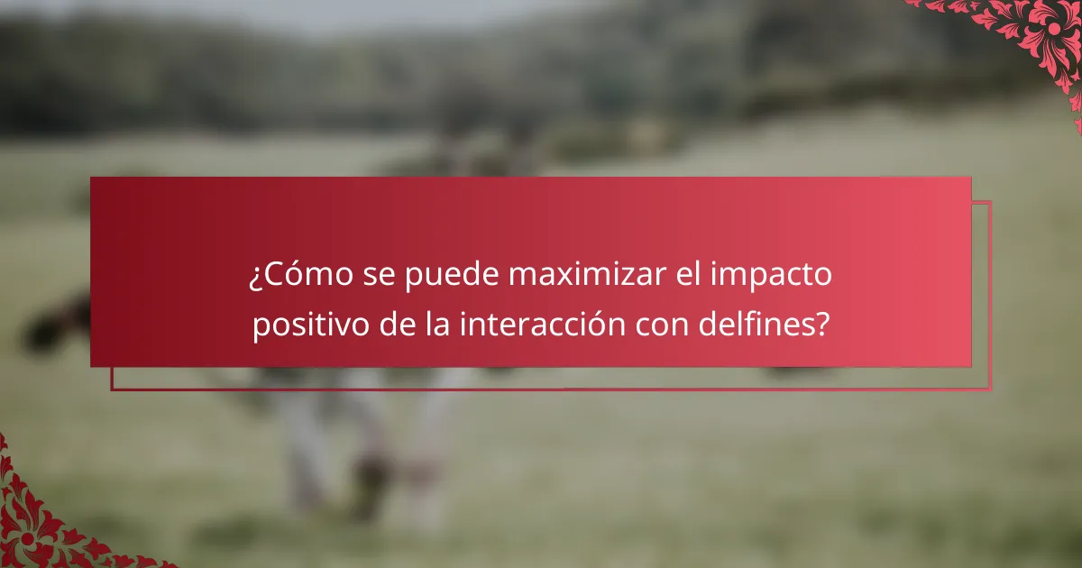 ¿Cómo se puede maximizar el impacto positivo de la interacción con delfines?