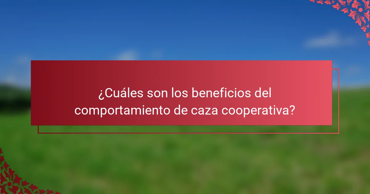 ¿Cuáles son los beneficios del comportamiento de caza cooperativa?