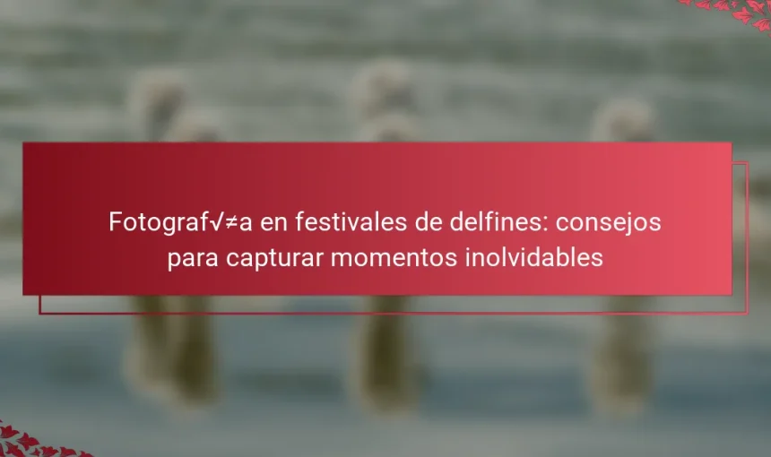 Fotografía en festivales de delfines: consejos para capturar momentos inolvidables