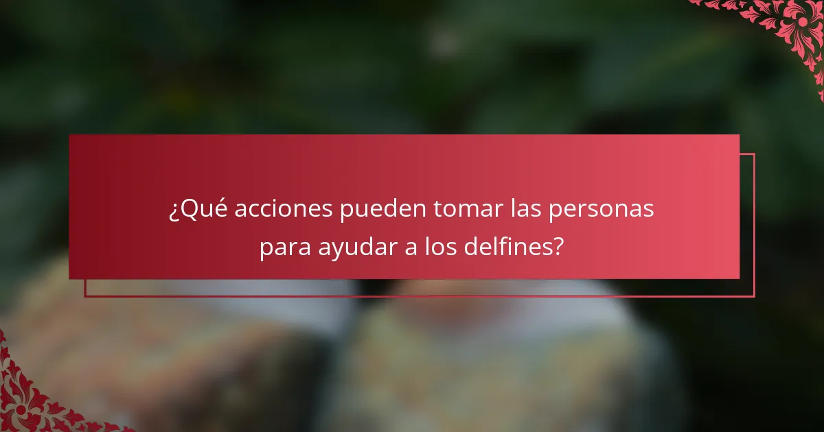 ¿Qué acciones pueden tomar las personas para ayudar a los delfines?