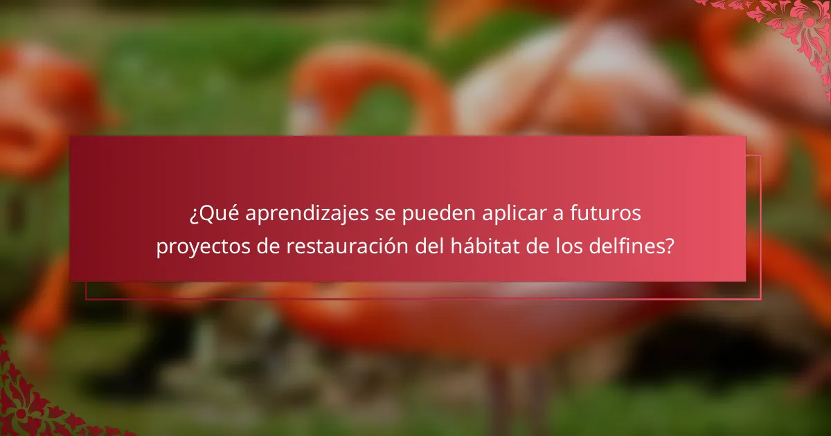¿Qué aprendizajes se pueden aplicar a futuros proyectos de restauración del hábitat de los delfines?