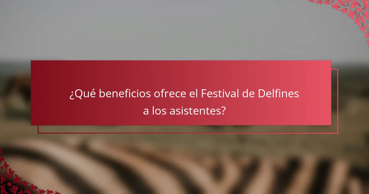 ¿Qué beneficios ofrece el Festival de Delfines a los asistentes?