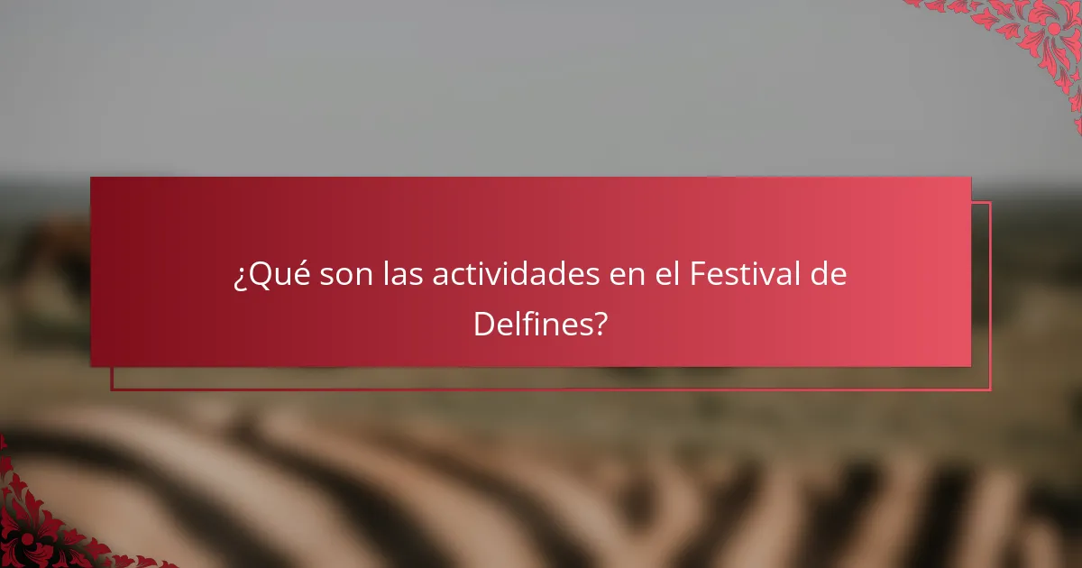 ¿Qué son las actividades en el Festival de Delfines?