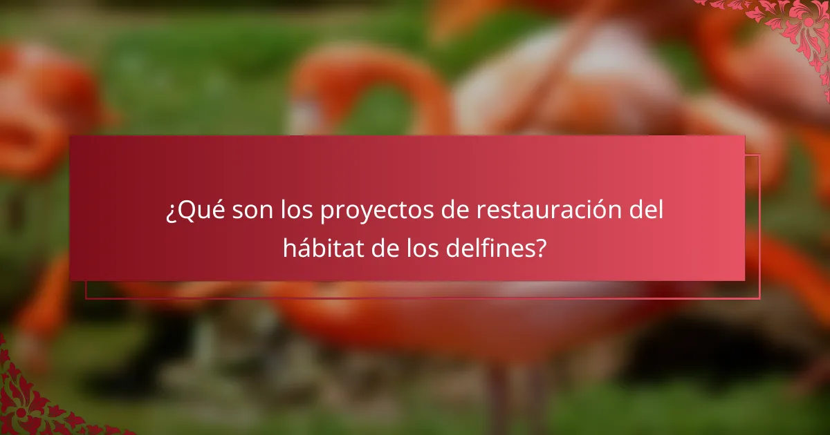 ¿Qué son los proyectos de restauración del hábitat de los delfines?